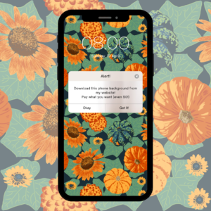 Pumpkin and Flower Phone Wallpaper (blue)