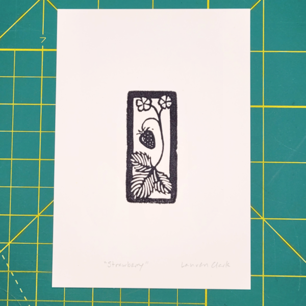 "Strawberry" Eraser Stamp Block Print - Image 3