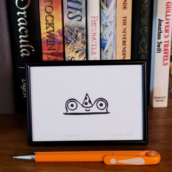 "Frog Party" Eraser Stamp Block Print - Image 2