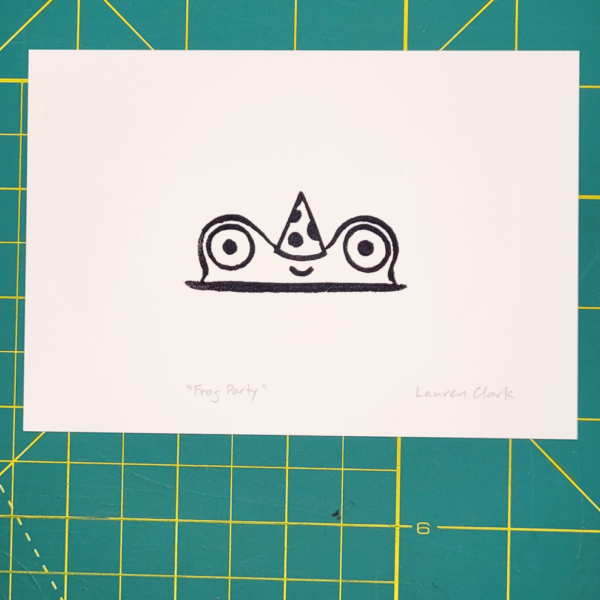 "Frog Party" Eraser Stamp Block Print - Image 3