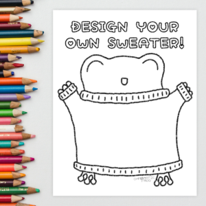 Design Your Own Sweater Frog Colouring Page