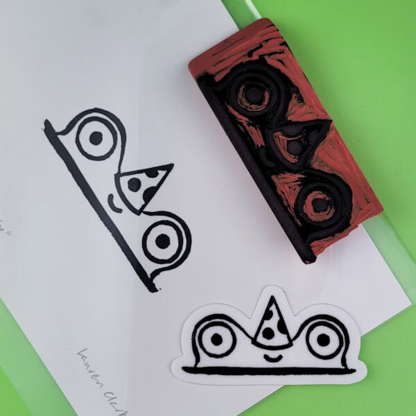 “Frog Party” Eraser Stamp Vinyl Sticker - Image 3