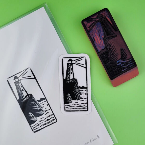 “Beach 1 - Lighthouse” Eraser Stamp Vinyl Sticker - Image 3