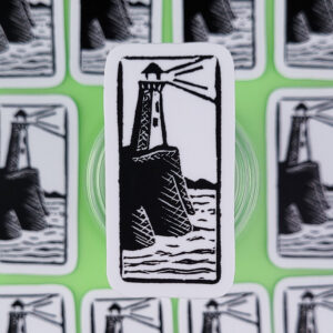“Beach 1 - Lighthouse” Eraser Stamp Vinyl Sticker