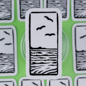 “Beach 2 - Seagulls” Eraser Stamp Vinyl Sticker