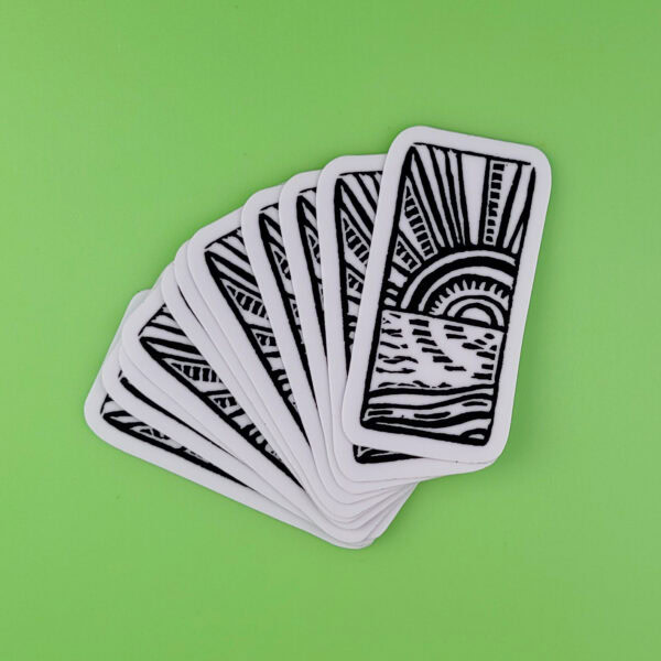 “Beach 3 - Sunset” Eraser Stamp Vinyl Sticker - Image 3